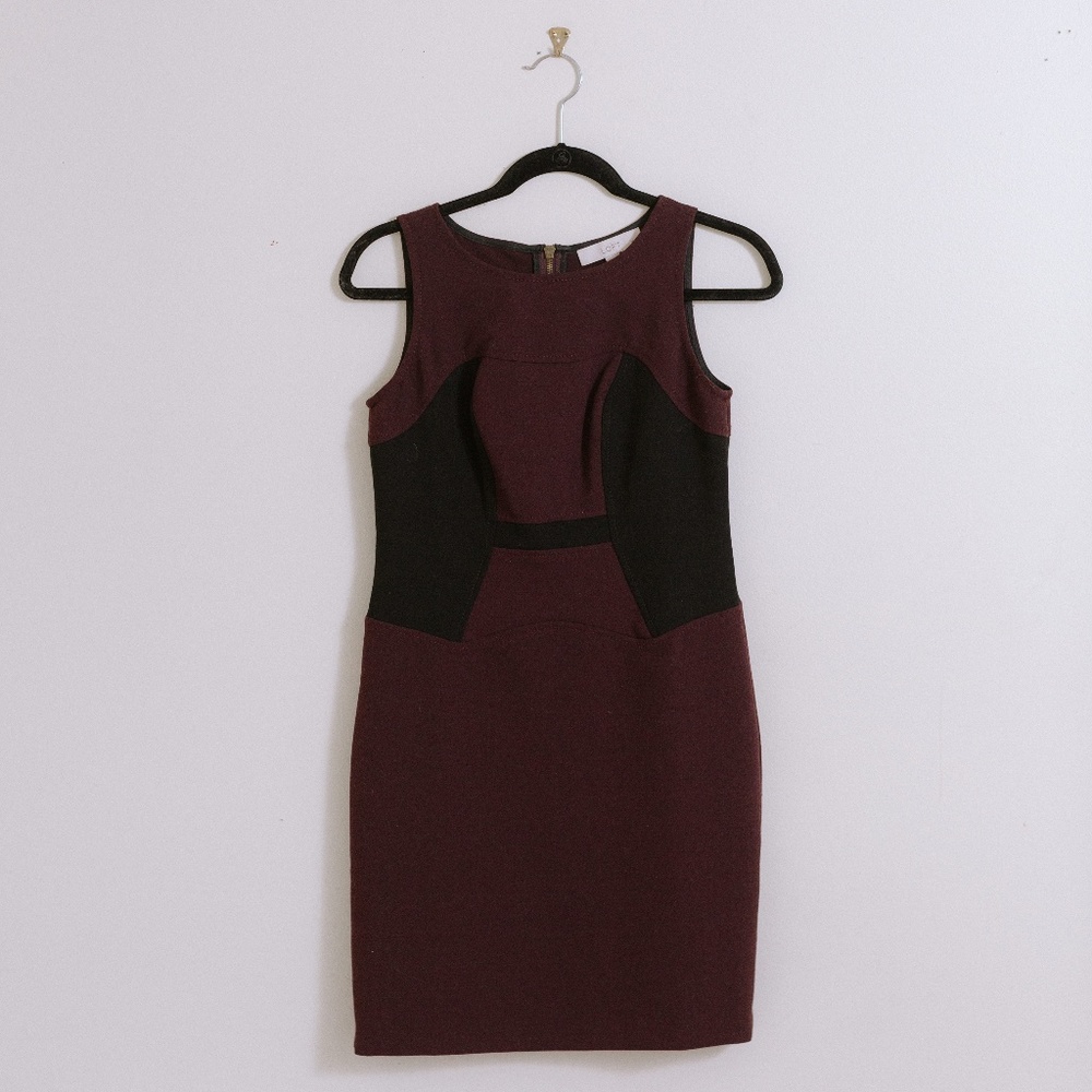 Maroon and Black Sheath Dress